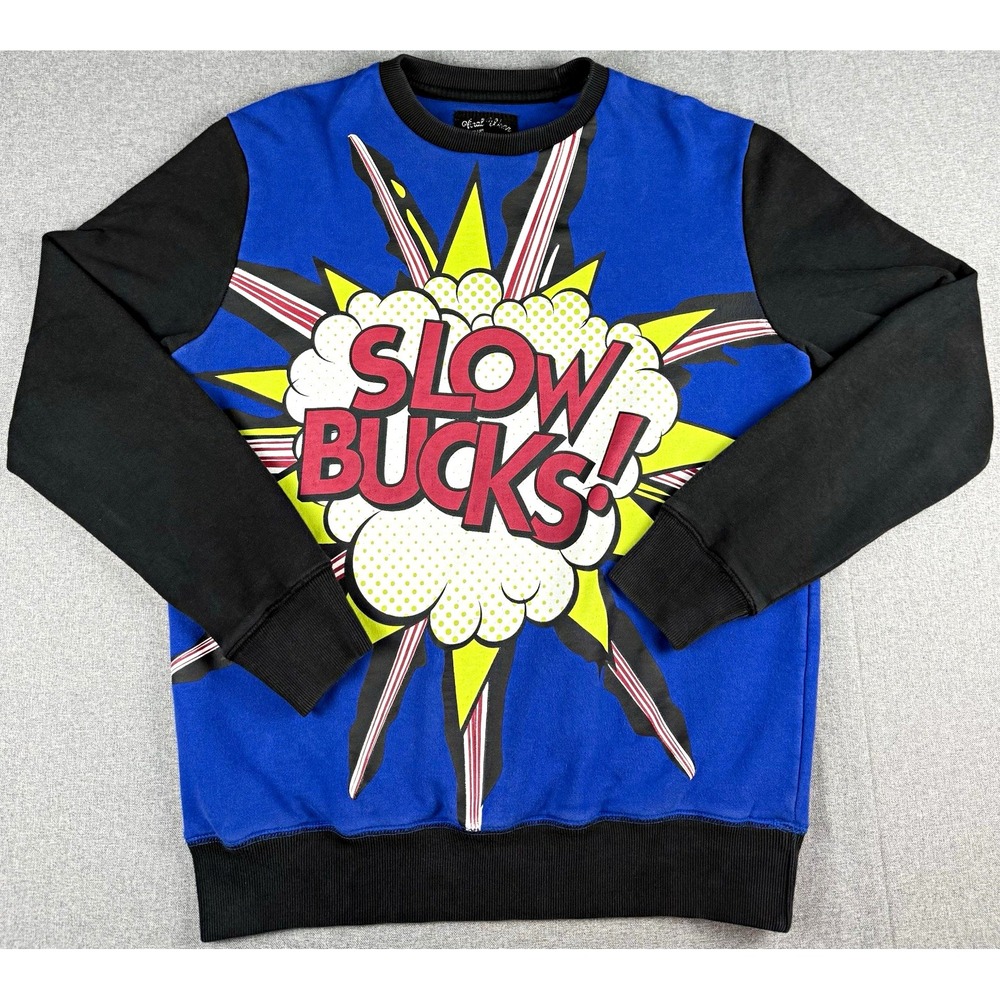 Slowbucks Viral Wear Mens L Sweatshirt Blue Black Slow Bucks Graphic Streetwear
